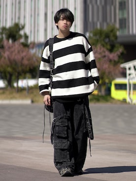 「ADRER（アドラー）のPremium Fuwamochi Knit / 極上ふわもちニット（ニット/セーター、レッド系）」を使った、つぐ吉さん（メンズ・173cm）の春コーディネート
