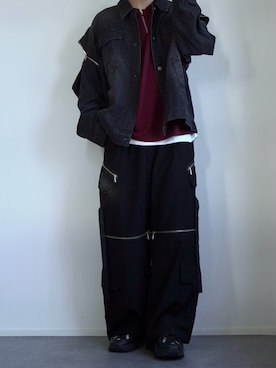 「Loose/ルース（ルース）の3way ヴィンテージ ジップショルダーデニムジャケット【24AW ver.】（デニムジャケット）」を使った、つぐ吉さん（メンズ・173cm・20代）の秋コーディネート
