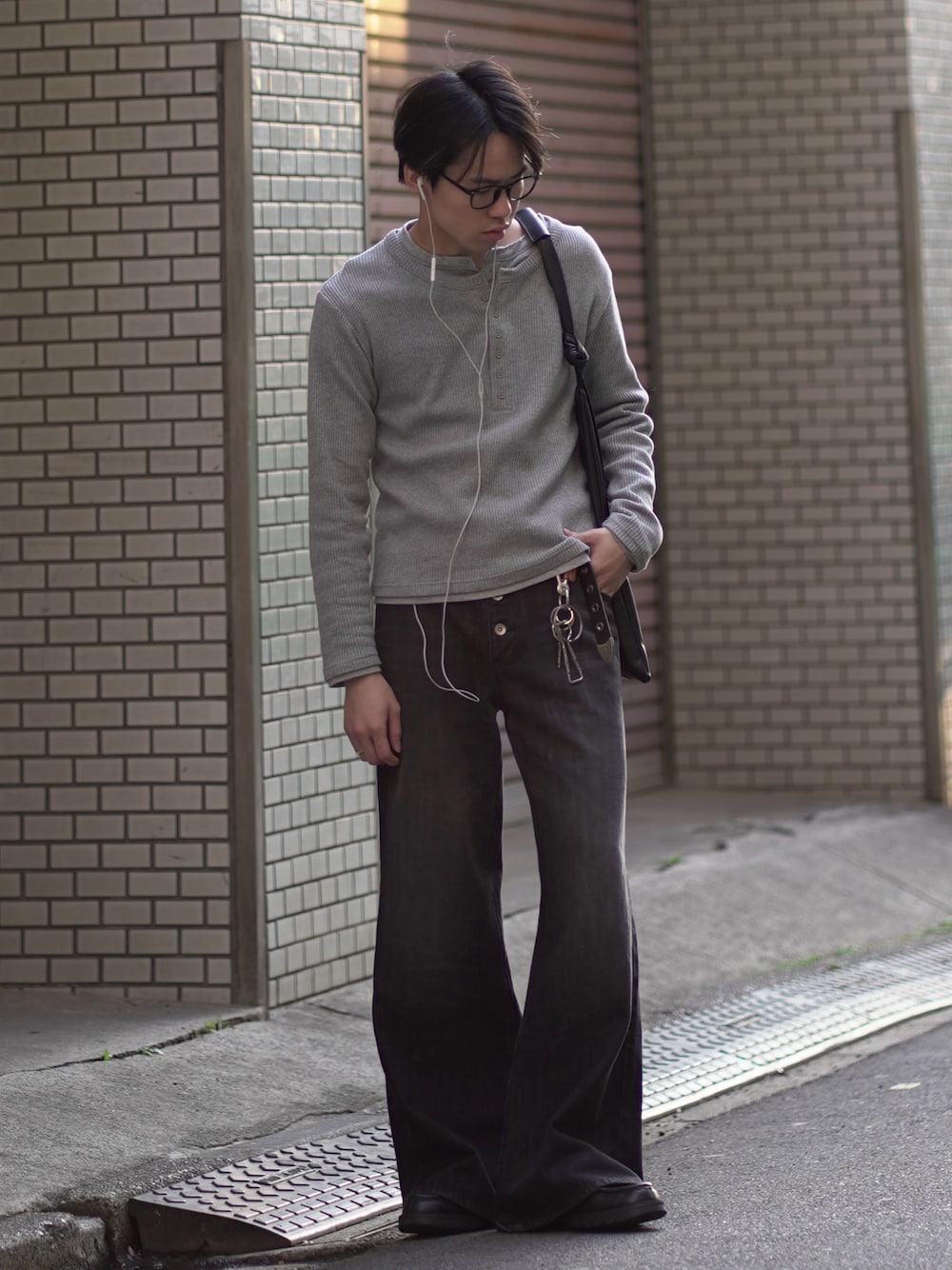 GRANCY】Double-layered Thermal Henley Long Sleeve T-Shirt / ダブル