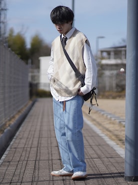 「アイテム（イヤーカフ）」を使った、つぐ吉さん（メンズ・172cm・20代）の冬コーディネート