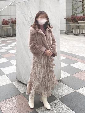 「SNIDEL」｜「アイテム（ブーツ）」を使った、Pomさん（レディース・155cm）の冬コーディネート