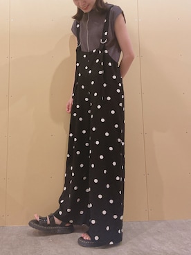 「Green　Parks（グリーンパークス）のアイテム（オールインワン・サロペット）」を使った、yuka☻さん（レディース・159cm）の夏コーディネート