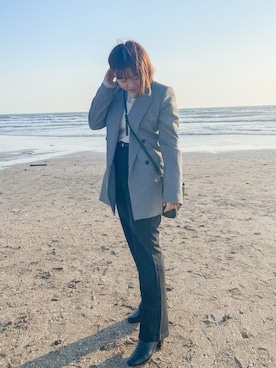 「骨格診断ストレート」｜「アイテム（ジャケット/アウター）」を使った、ICHIKOさん（レディース・156cm）の冬コーディネート
