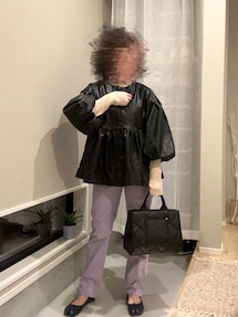Te chichi（テチチ）の「フェイクレザーペプラムブルゾン