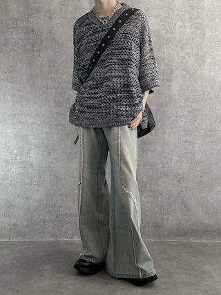 「SERACE(セラス)の【SERACE】Loose silhouette sheer mesh short sleeve knit / ルーズシルエットシアーメッシュ半袖ニット(ニット/セーター)」を使った、cobaさん(メンズ・173cm)の春コーディネート
