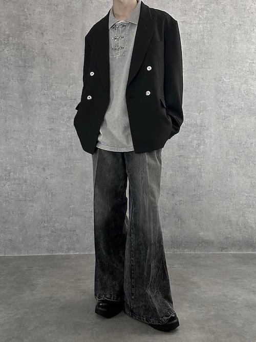 「SERACE(セラス)の【SERACE】Loose drape silver button double tailored jacket / ルーズドレープシルバーボタンダブルテーラードジャケット(テーラードジャケット)」を使った、cobaさん(メンズ・173cm)の春コーディネート