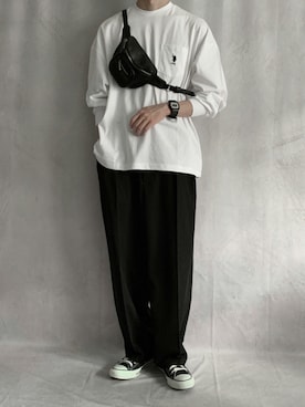 「U.S. POLO ASSN.（ユーエスポロアッスン）のU.S. POLO ASSN. /ユーエスポロアッスン 別注ワンポイント刺繍 ビッグシルエット長袖カットソー（Tシャツ/カットソー）」を使った、cobaさん（メンズ・173cm）の夏コーディネート