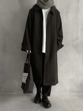 「EMMA  CLOTHES」｜「アイテム（ステンカラーコート）」を使った、cobaさん（メンズ・173cm）の冬コーディネート