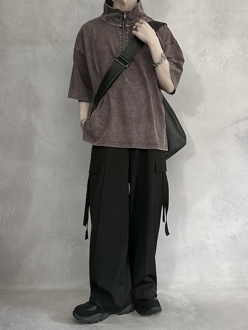 【海外 正規品】 loose design SERACE】Vintage chemical zip half sleeve short ウェア