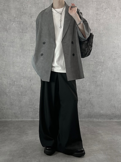 「SERACE(セラス)の【SERACE】Loose silhouette short sleeve double tailored jacket / ルーズシルエット半袖ダブルテーラードジャケット(テーラードジャケット)」を使った、cobaさん(メンズ・173cm)の夏コーディネート