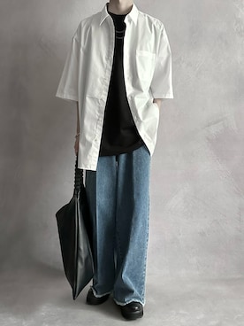 「SERACE（セラス）の【SERACE】High sole shark lace up shoes / ハイソールシャークレースアップシューズ(＋5㎝厚底)（ドレスシューズ）」を使った、cobaさん（メンズ・173cm）の夏コーディネート