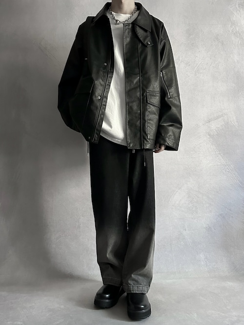 【【SERACE】ルーズシルエットヴィンテージライク合皮ブルゾン メンズMサイズ SERACE】Loose silhouette vintage like blouson / ルーズ