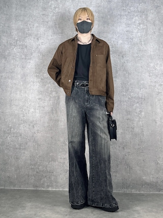 「WETTEMPT（ウィテンプト）のFAUX SUEDE TRUCKER JACKET / フェイクスエードトラッカージャケット（ブルゾン）」を使った、cobaさん（メンズ・173cm）の冬コーディネート