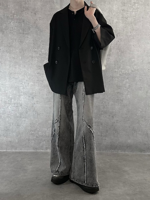 「SERACE(セラス)の【SERACE】Loose silhouette short sleeve double tailored jacket / ルーズシルエット半袖ダブルテーラードジャケット(テーラードジャケット)」を使った、cobaさん(メンズ・173cm)の春コーディネート