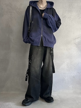 「アイテム（カーゴパンツ）」を使った、cobaさん（メンズ・173cm）の秋コーディネート
