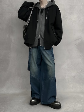 「アイテム（パーカー）」を使った、cobaさん（メンズ・173cm）の秋コーディネート