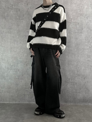 「SERACE（セラス）の【SERACE】Vintage wide curved denim cargo pants / ヴィンテージワイドカーブデニムカーゴパンツ（デニムパンツ）」を使った、cobaさん（メンズ・173cm）の秋コーディネート