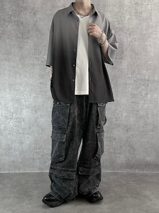 「SERACE（セラス）の【SERACE】Loose drape gradation short sleeve shirt / ルーズドレープグラデーション半袖シャツ/ 接触冷感（シャツ/ブラウス）」を使った、cobaさん（メンズ・173cm）の春コーディネート