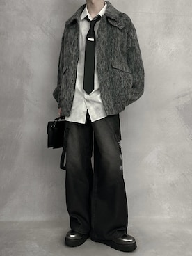 「アイテム（ネクタイ）」を使った、cobaさん（メンズ・173cm）の冬コーディネート