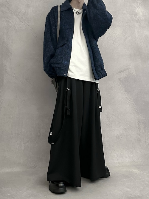 SERACE】Loose silhouette drape mode suspender wide slacks / ルーズ