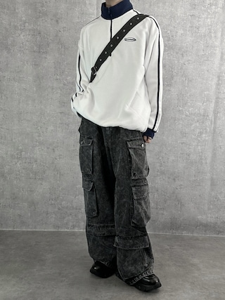 「Anchor Smith（アンカー スミス）のオーバーサイズ サイドライン ハーフジップフリースプルオーバー（スウェット）」を使った、cobaさん（メンズ・173cm）の春コーディネート