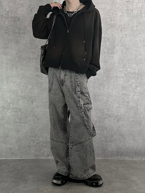 「SERACE(セラス)の【SERACE】HEAVY WEIGHT DRAW CORD SHORT DOUBLE ZIP HOODIE / ヘビーウェイトドローコードショートダブルジップフーディー(パーカー)」を使った、cobaさん(メンズ・173cm)の秋コーディネート