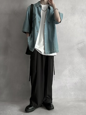 「SERACE（セラス）の【SERACE】High sole shark lace up shoes / ハイソールシャークレースアップシューズ(＋5㎝厚底)（ドレスシューズ）」を使った、cobaさん（メンズ・173cm）の夏コーディネート