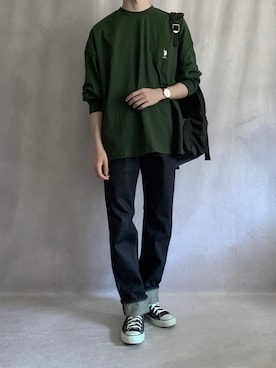 「U.S. POLO ASSN.（ユーエスポロアッスン）のU.S. POLO ASSN. /ユーエスポロアッスン 別注ワンポイント刺繍 ビッグシルエット長袖カットソー（Tシャツ/カットソー）」を使った、cobaさん（メンズ・173cm）の秋コーディネート