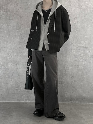 「SERACE（セラス）の【SERACE】 FIREMAN STRIPE SHORT TAILORED JACKET / ファイヤーマンストライプショートテーラードジャケット（テーラードジャケット）」を使った、cobaさん（メンズ・173cm）の秋コーディネート