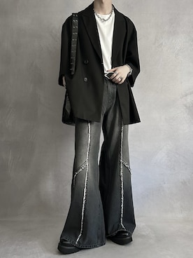 「SERACE（セラス）の【SERACE】Loose silhouette short sleeve double tailored jacket / ルーズシルエット半袖ダブルテーラードジャケット（テーラードジャケット）」を使った、cobaさん（メンズ・173cm）の夏コーディネート