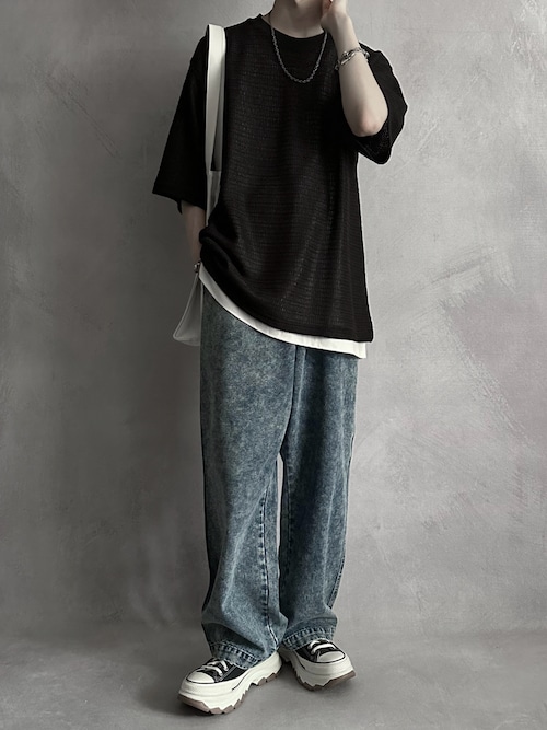 coba｜GU【メッシュテクスチャークルーネックT】のTシャツ