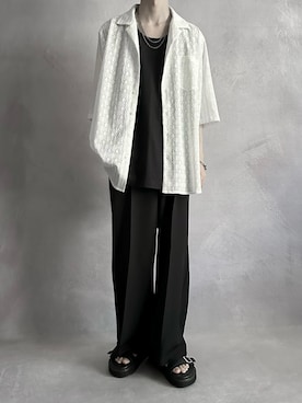 「SERACE」｜「アイテム（スラックス）」を使った、cobaさん（メンズ・173cm）の夏コーディネート