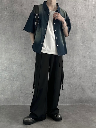 「SERACE(セラス)の【SERACE】Loose side slit layered tank top / ルーズサイドスリットレイヤードタンクトップ(タンクトップ)」を使った、cobaさん(メンズ・173cm)の夏コーディネート