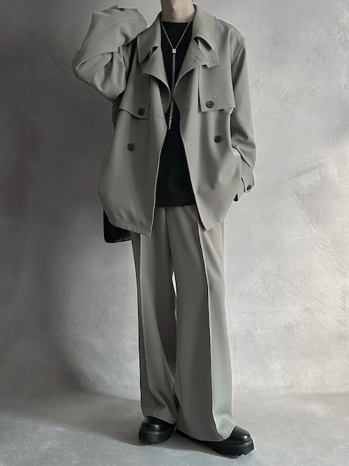SERACE オーバーサイズドレープスタンドネックショートトレンチコート SERACE】Oversize drape stand neck short trench coat