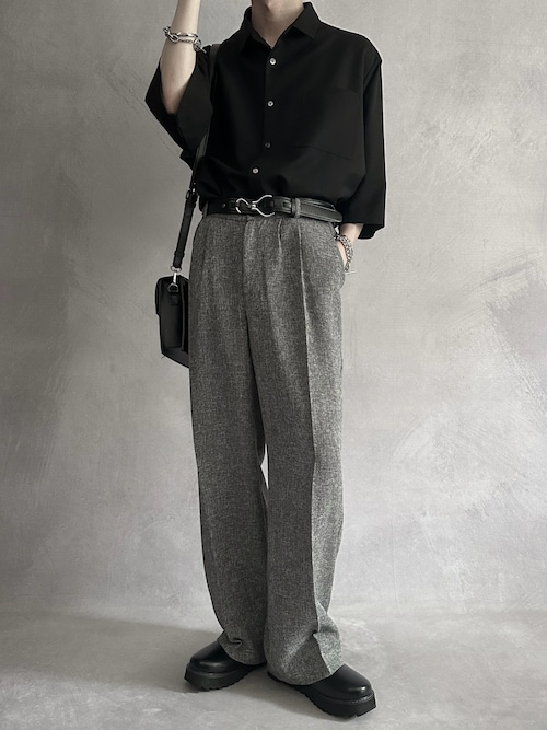 SERACE】Loose wide straight tweed slacks / ルーズワイドストレート
