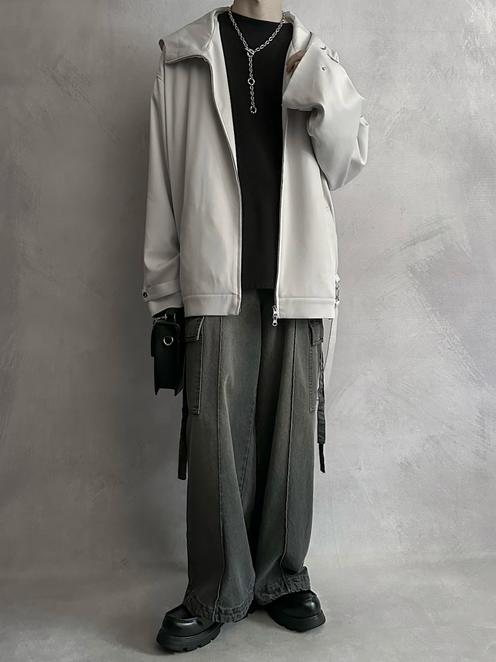 SERACE ルーズドレープサスペンダーマウンテンパーカー グレーMサイズ SERACE】Loose drape suspenders mountain parka / ルーズ