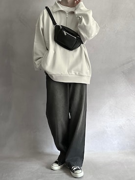 cobaさんの「【SERACE】Loose silhouette vintage denim wide pants / ルーズシルエットヴィンテージデニムワイドパンツ」を使ったコーディネート