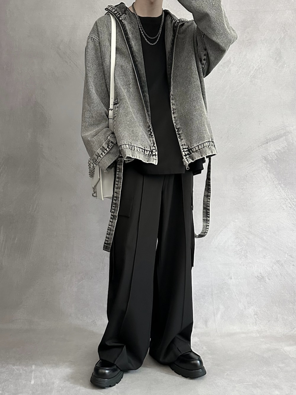 SERACE ルーズドレープサスペンダーマウンテンパーカー　　ブラック　L SERACE】Loose drape suspenders mountain parka / ルーズ