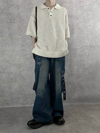 「SERACE（セラス）の【SERACE】Vintage design suspenders cargo denim pants / ヴィンテージデザインサスペンダーカーゴデニムパンツ（カーゴパンツ）」を使った、cobaさん（メンズ・173cm）の春コーディネート