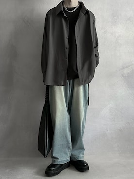 cobaさんの「【SERACE】Loose silhouette vintage denim wide pants / ルーズシルエットヴィンテージデニムワイドパンツ」を使ったコーディネート