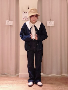 「ehka sopo（エヘカソポ）のアイテム（デニムジャケット）」を使った、はじさん（レディース・155cm）の冬コーディネート