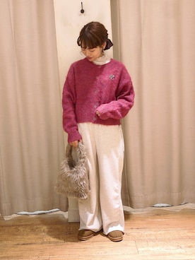 「ehka sopo（エヘカソポ）のムートン風シューズ（ブーツ）」を使った、はじさん（レディース・155cm）の秋コーディネート