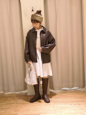 「ehka sopo（エヘカソポ）のアイテム（ブルゾン）」を使った、はじさん（レディース・155cm）の秋コーディネート