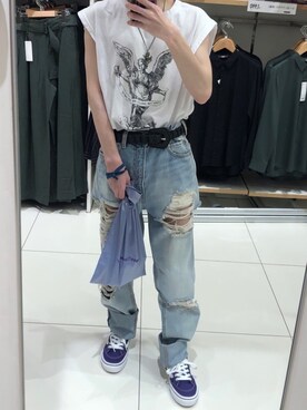 ダメージデニムパンツ のメンズ人気ファッションコーディネート 身長 141cm 150cm Wear