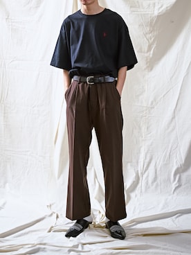 「PUBLUX（パブリュクス）のアイテム（スラックス）」を使った、PUBLUX MENSさん（メンズ・175cm）の夏コーディネート