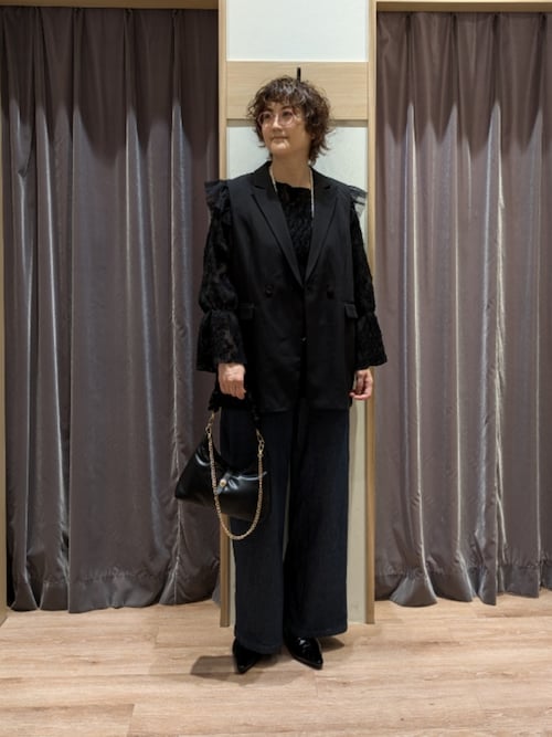 ブラウス シャツ 「Atelier Noir」フリンジチュールVネックベスト（セットアップ可） レディース Te chichi ブラウス シャツ 「Atelier Noir」フリンジチュールV