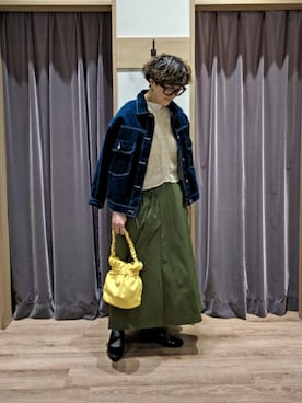 「Gジャン」｜「アイテム（ノーカラージャケット）」を使った、ますきさん（レディース・165cm）の冬コーディネート
