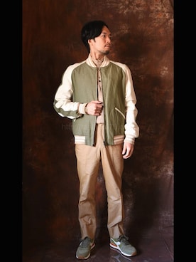「diadora HERITAGE（ディアドラヘリテージ）のアイテム（スニーカー、グリーン系）」を使った、okakaさん（メンズ）の冬コーディネート