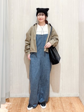 「アイテム（サロペット/オーバーオール）」を使った、Maaaaachanさん（レディース・165cm）の秋コーディネート