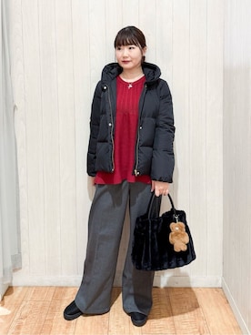 「アイテム（チャーム、ブラウン系）」を使った、愛さん（レディース・165cm）の冬コーディネート